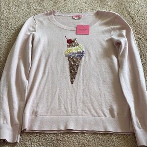 Kate Spade Elegant Embellished Ice Cream Cone Sundae Knit Sweater New!